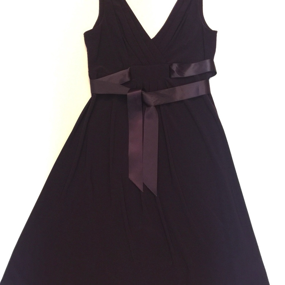 Purple Pleated V Neck Summer Dress